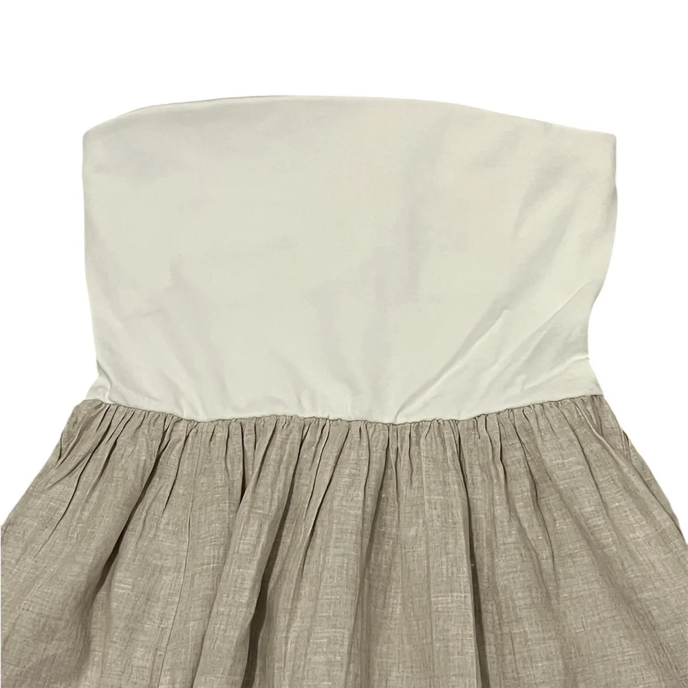 The Drop Women's Cream khaki Hellen Strapless Mixed Media Maxi Dress Medium - Picture 6 of 13